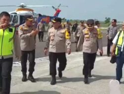 Naik Helikopter Landing di Bandara Ngloram Cepu, Wakapolda Jateng Cek Perbatasan Jatim