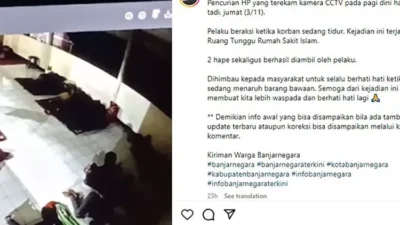 Maling Gasak Ponsel Penunggu Pasien Rumah Sakit di Banjarnegara, Tertangkap CCTV