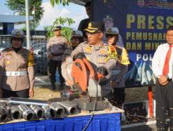 Bersama Forkopimda, Ribuan Knalpot Bising Hasil Sitaan Polres Sukoharjo Dimusnahkan