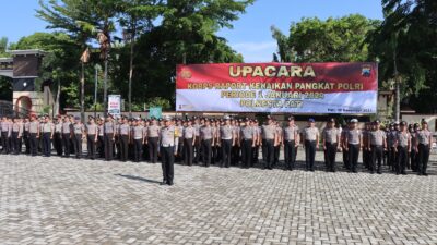 Kapolresta Pati Pimpin Upacara Korps Raport Kenaikan Pangkat 106 Personel