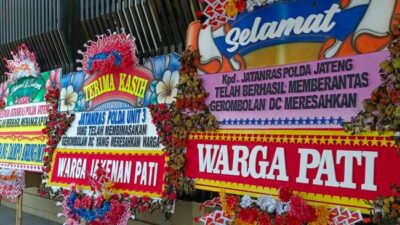 Ringkus Debt Collector, Dit Reskrimum Polda Jateng Banjir Karangan Bunga