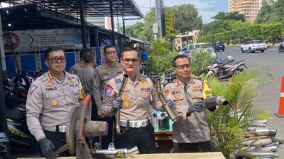 Satlantas Polrestabes Semarang Hancurkan 331 Unit Knalpot Brong Hasil Penertiban