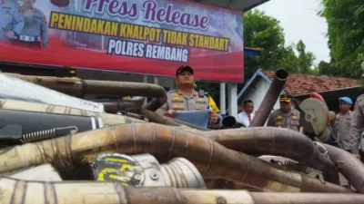 Puluhan Knalpot Brong Dihancurkan Polres Rembang