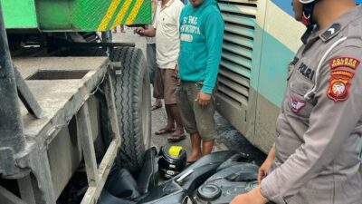 Korbankan Motor Sendiri Untuk Ganjal Bus Damri, Begini Aksi Heroik Bripda Novandro