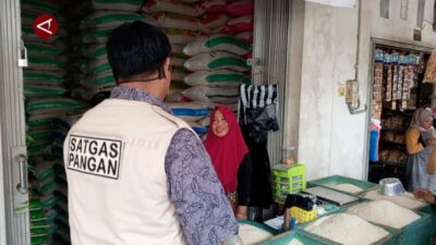 Satgas pangan Polres Temanggung tinjau perdagangan beras di pasar