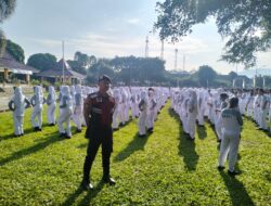 Personil Polres Banjarnegara Amankan Senam Sehat Hari Jadi Banjarnegara Ke-453