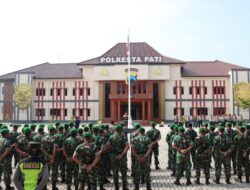 Personel TNI Kodim 0718 Pati dan Batalyon 410 Alugoro Dukung Pengamanan Pemilu di Polresta Pati