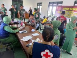 Puluhan Personel Polres Lamandau Ikuti Donor Darah di Makodim 1017/Lmd