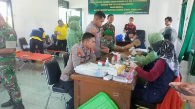 Sebanyak 20 Personel Polres Lamandau Ikuti Donor Darah di Makodim 1017/Lmd