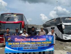 Operasi Keselamatan Candi 2024, Satlantas Polres Rembang Gelar Ramp Check Kendaraan Bus
