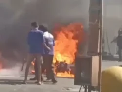 Sedang Isi Bensin, Motor Suzuki Thunder Kebakaran di SPBU Sukowidi Banyuwangi